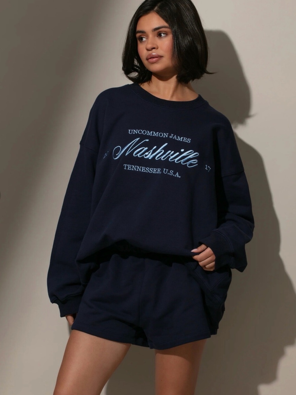 Uncommon James Navy Crewneck with Branded Tag